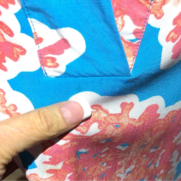 Crown & Ivy Woman Blue & Orange Coral Motif Dress. Plus Size XXL or 1X - Picture 5 of 12